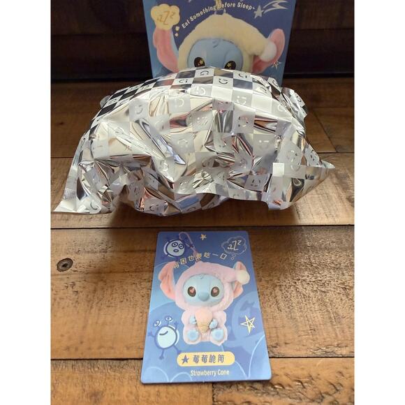 Disney Miniso Stitch Eat Something Before Sleep Strawberry Cone Vinyl Plush Toy - Picture 2 of 8